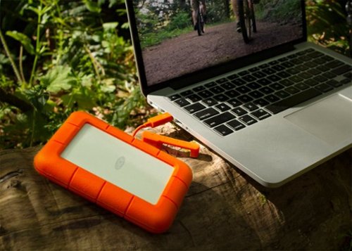 LaCie - Rugged 2TB External USB-C, USB 3.1 Gen 1 Portable Hard Drive - Orange/Silver