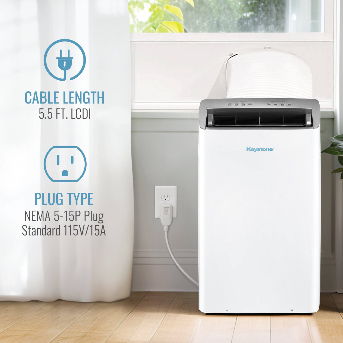 Keystone - 14,000 BTU ASHRAE/12,000 BTU DOE Portable Inverter Air Conditioner with Remote Control - White