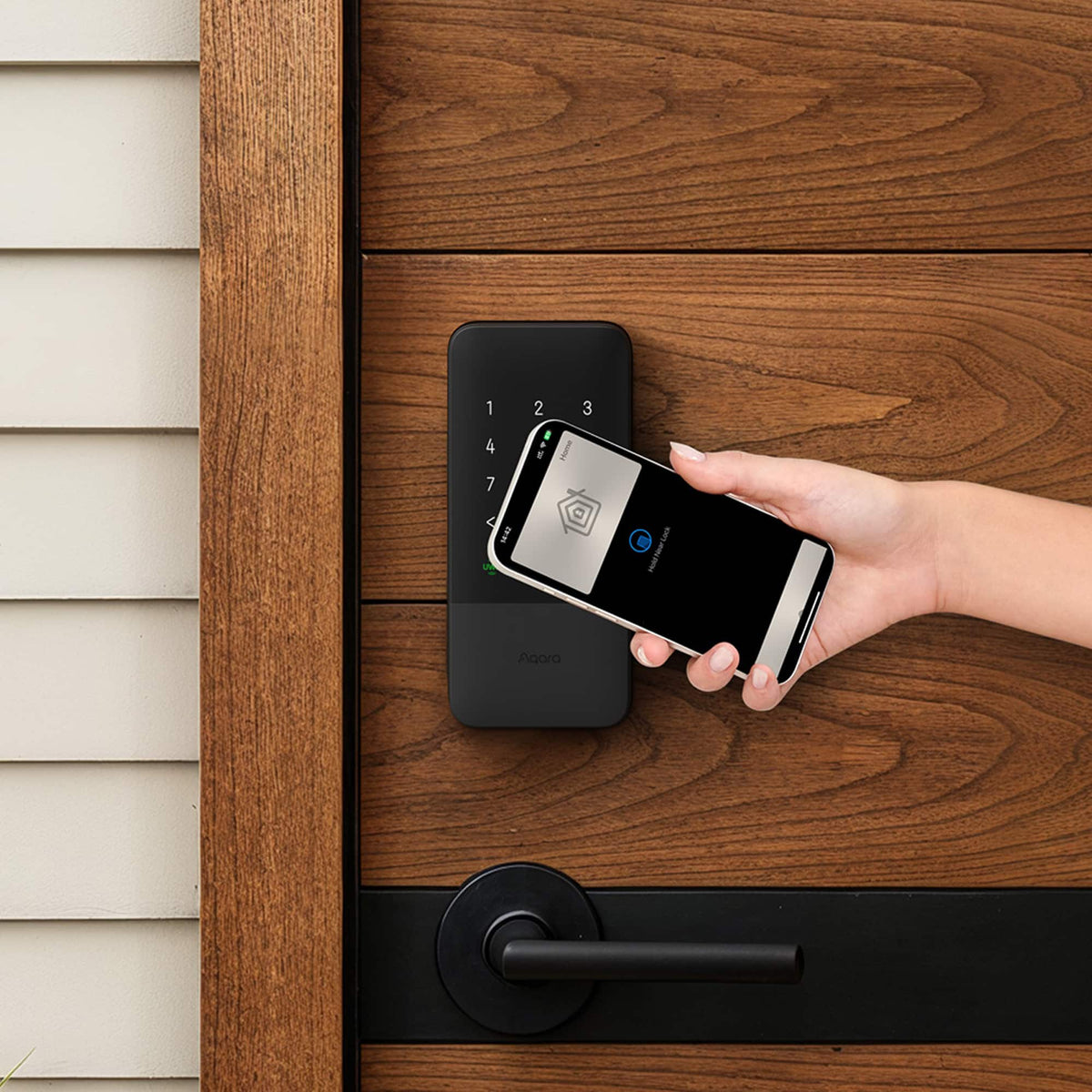 Aqara - UWB Smart Lock U400 Kit with M100 Hub, Matter, Thread, Wifi, Apple Home Key, Fingerprint, Rechargeable Battery - Black