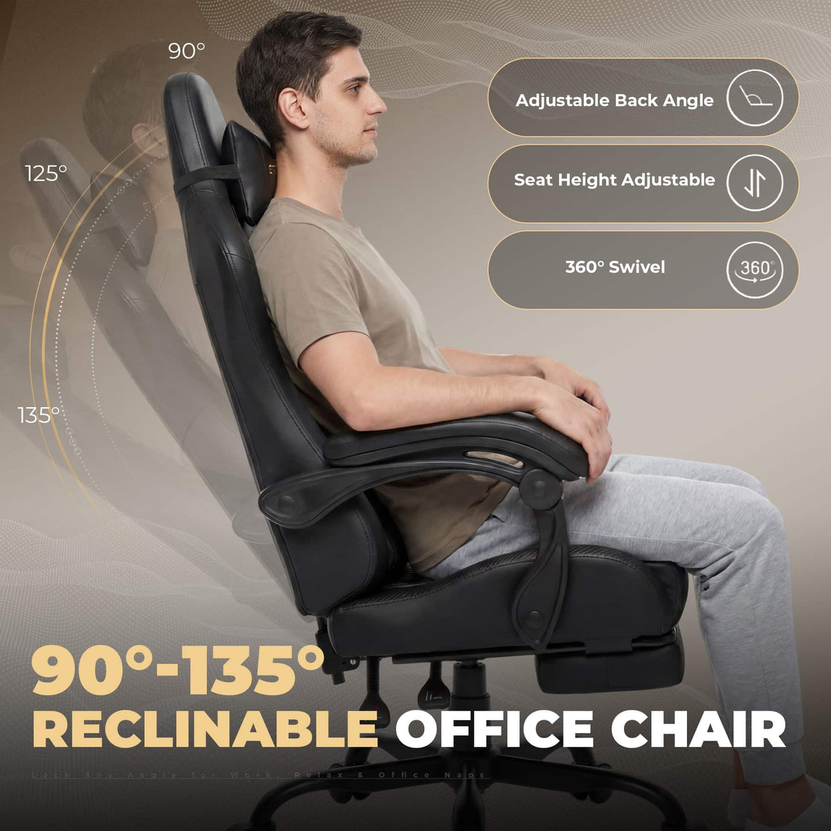 GTPlayer - Ergonomic Gaming Chair - Black