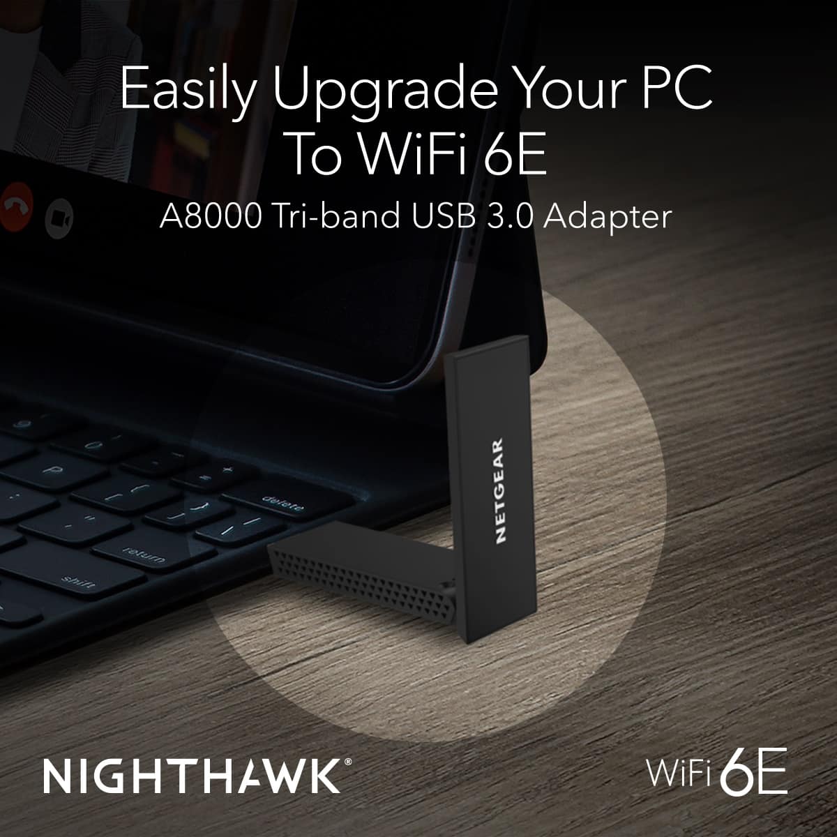 NETGEAR - Nighthawk AXE3000 Tri-Band Wi-Fi 6E USB 3.0 Adapter - Black