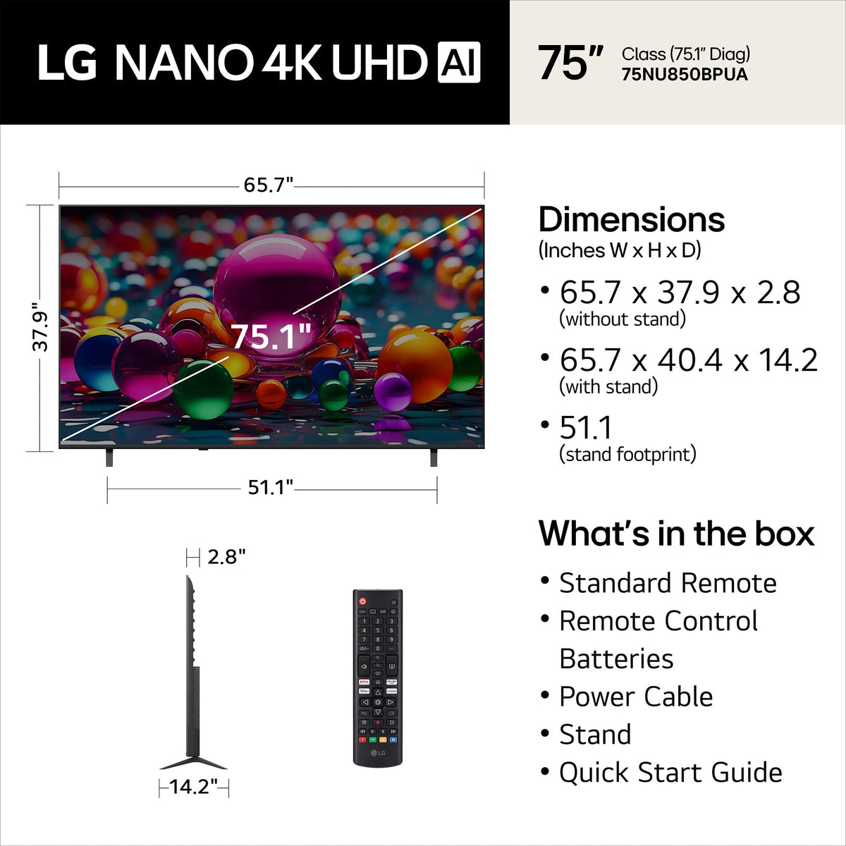 LG - 75” Class NU85 Series LED Nano 4K UHD Smart webOS TV (2026)