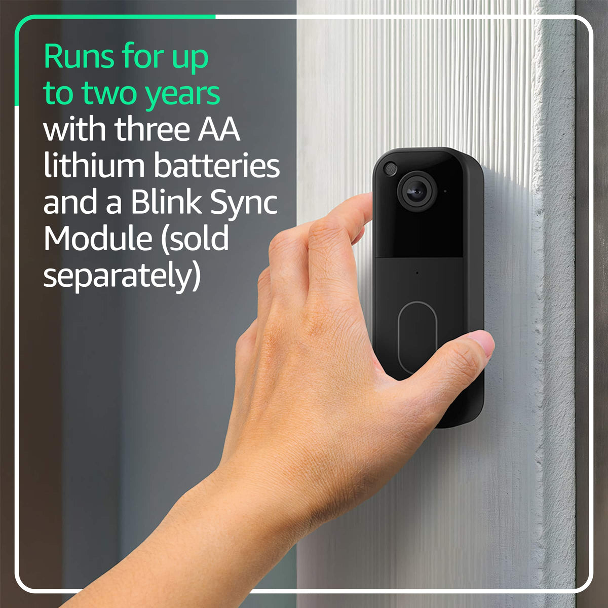 Blink - Video Doorbell - Head-to-toe HD view, two-year battery, simple setup, Required Sync Module Not included - Black