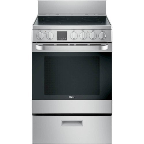 Haier - 24 in. Wide 4 Elements 2.9 Cu. Ft. Freestanding Electric Convection Range - Stainless Steel