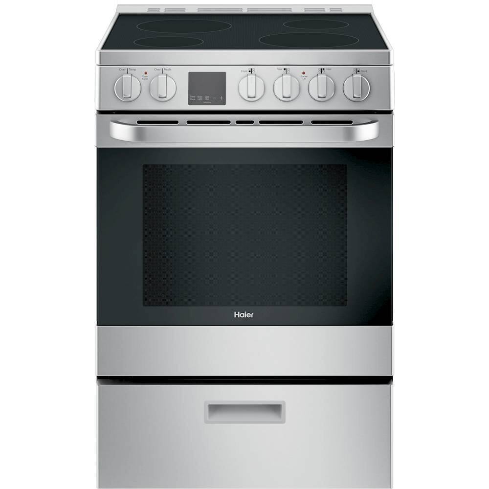 Haier - 24 in. Wide 4 Elements 2.9 Cu. Ft. Freestanding Electric Convection Range - Stainless Steel