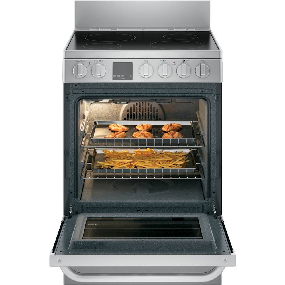 Haier - 24 in. Wide 4 Elements 2.9 Cu. Ft. Freestanding Electric Convection Range - Stainless Steel