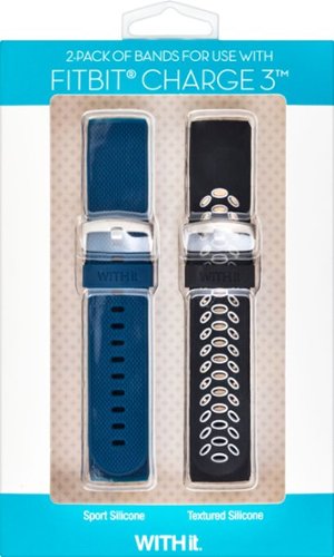 WITHit - Fitbit Charge 3 & Charge 4 Band Kit 2-Pack - Black/Gray/Blue