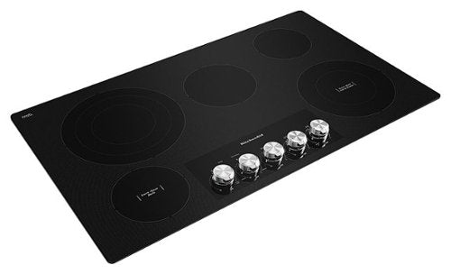 KitchenAid - 36 in. Wide 5 element Built-In Electric Cooktop with Knob Controls - Black