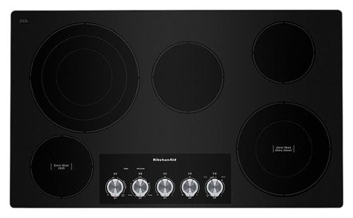 KitchenAid - 36 in. Wide 5 element Built-In Electric Cooktop with Knob Controls - Black