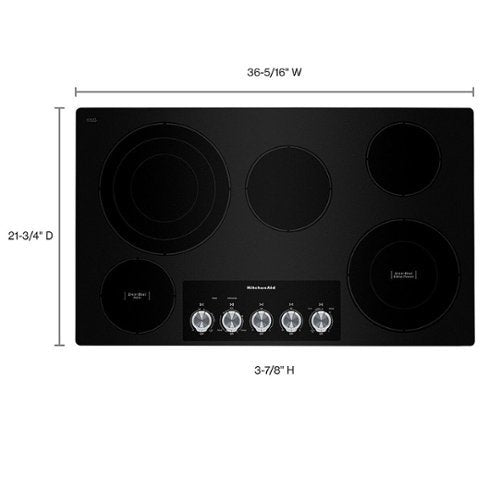 KitchenAid - 36 in. Wide 5 element Built-In Electric Cooktop with Knob Controls - Black