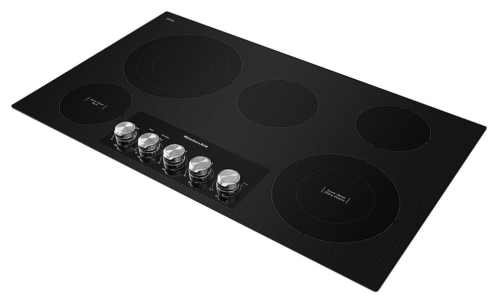 KitchenAid - 36 in. Wide 5 element Built-In Electric Cooktop with Knob Controls - Black