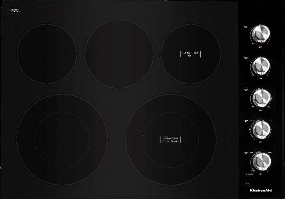 KitchenAid - 30 in. Wide 5 element Built-In Electric Cooktop - Black