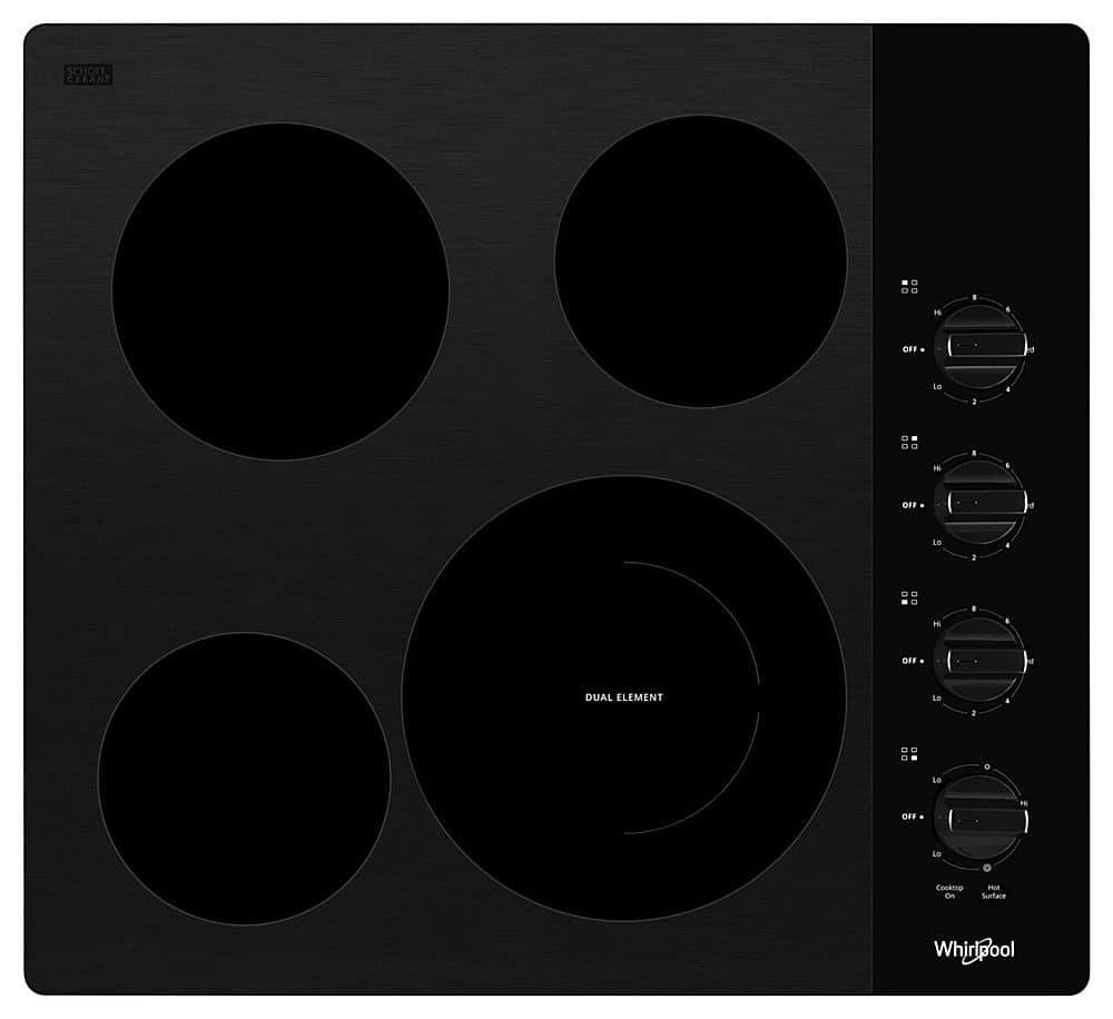 Whirlpool - 24 in. Wide 4 element Built-In Electric Cooktop - Black
