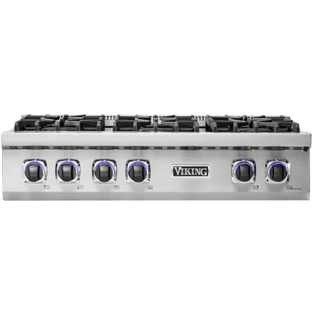 Viking - 36 in. Wide 6 Burner Built-in 7 Series Gas Sealed Burner Rangetop - Stainless Steel