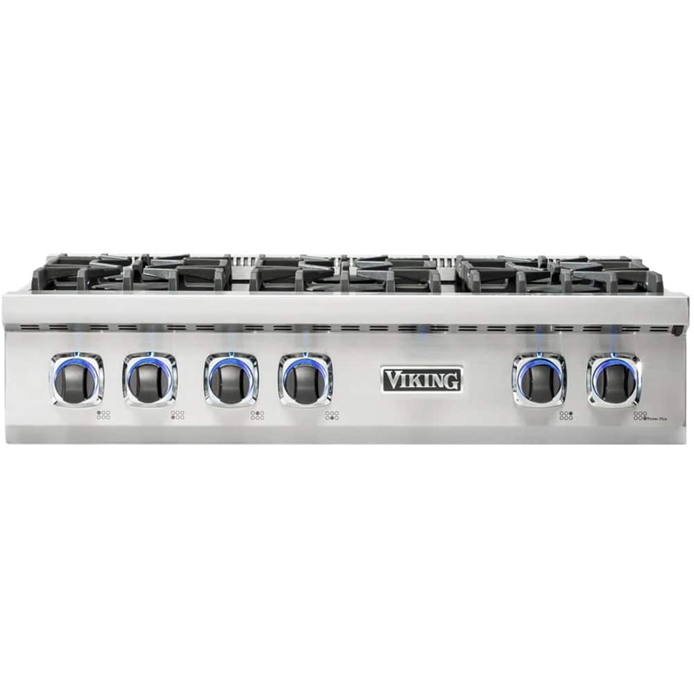 Viking - 36 in. Wide 6 Burner Built-in 7 Series Gas Sealed Burner Rangetop-LP - Stainless Steel