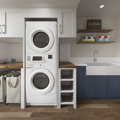Whirlpool - 3.1 Cu. Ft. Front Load Washer and 6.7 Cu. Ft. Gas Dryer with Space Saving Configuration - White