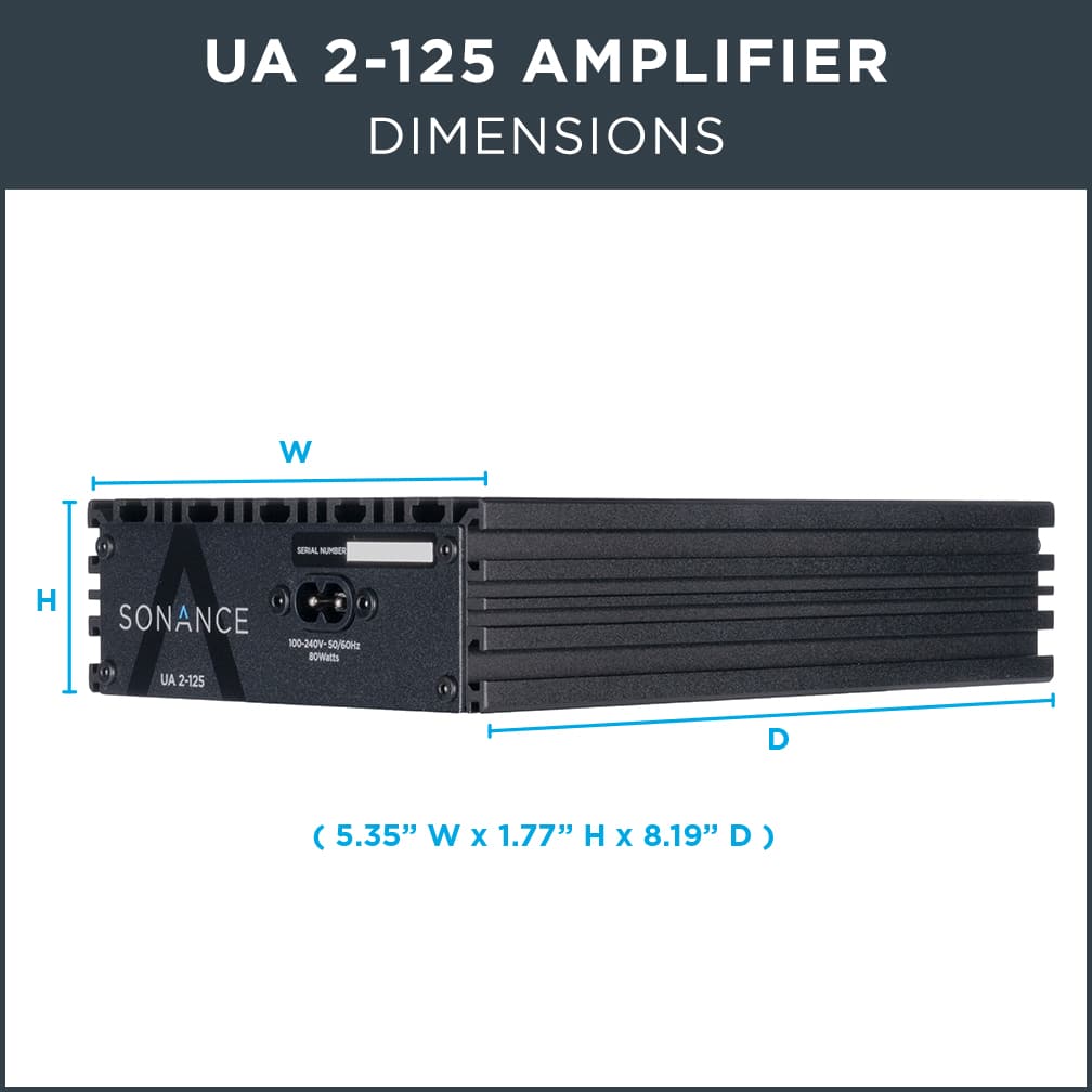 Sonance - UA 2-125 – 2-Channel Home Audio Amplifier with Digital Signal Processing (Each) - Black