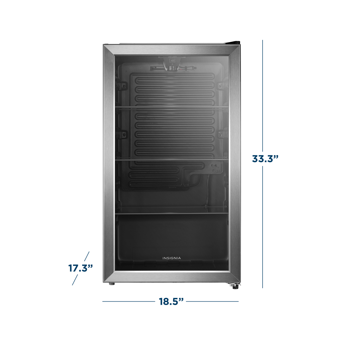 Insignia™ - 115 Can Beverage Cooler with Glass Shelves - Stainless Steel Look