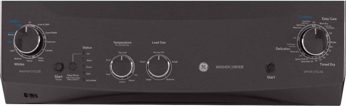 GE - 3.8 Cu. Ft. Top Load Washer and 5.9 Cu. Ft. Gas Dryer Laundry Center - Diamond Gray