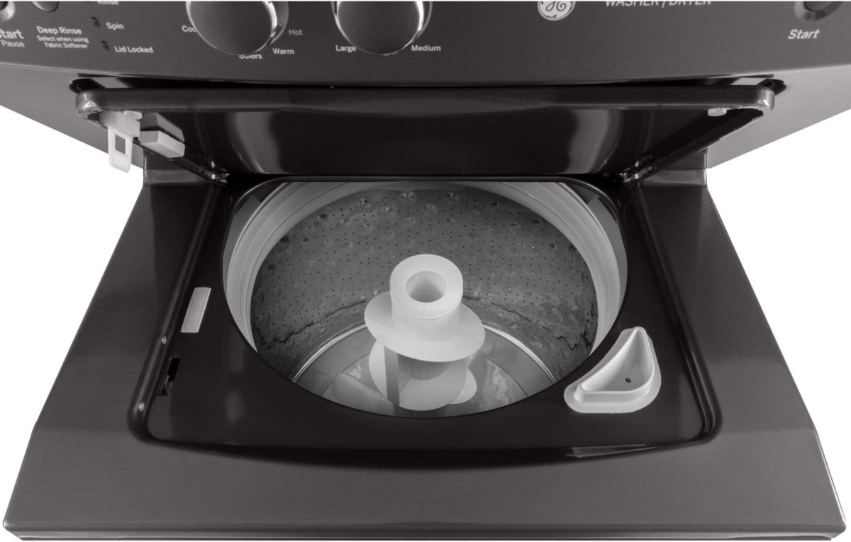 GE - 3.8 Cu. Ft. Top Load Washer and 5.9 Cu. Ft. Gas Dryer Laundry Center - Diamond Gray