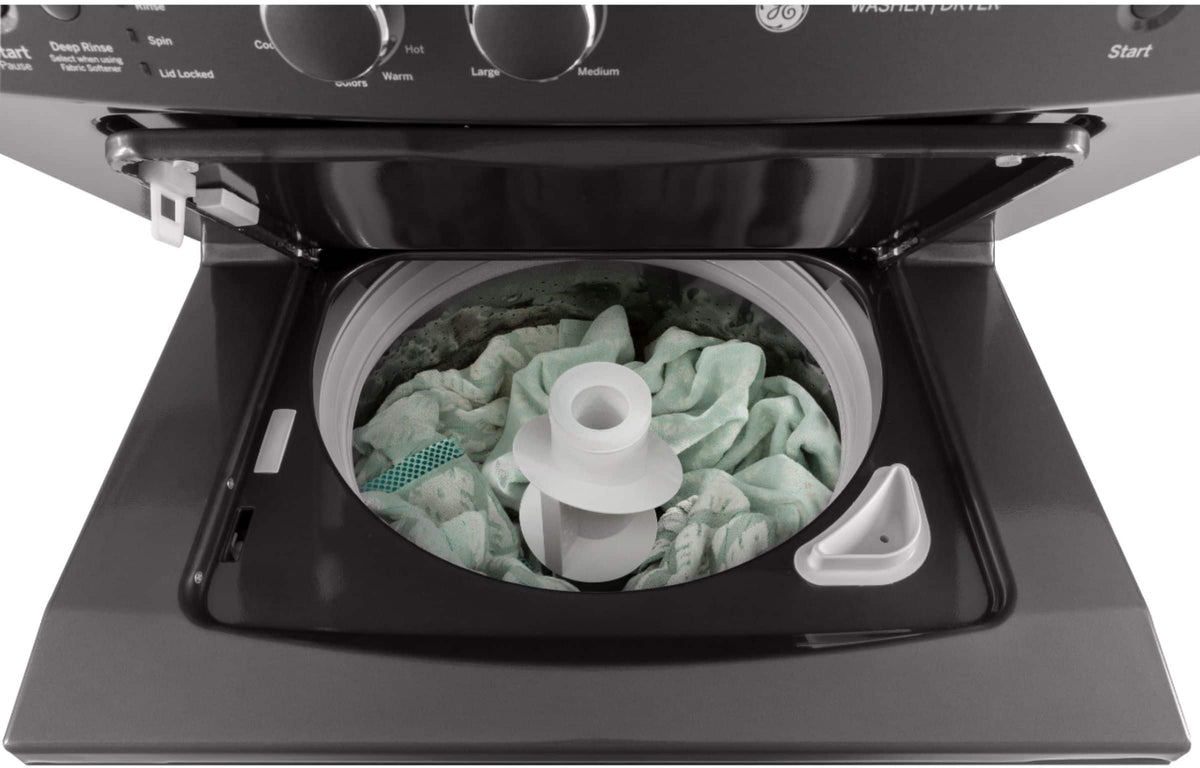 GE - 3.8 Cu. Ft. Top Load Washer and 5.9 Cu. Ft. Gas Dryer Laundry Center - Diamond Gray