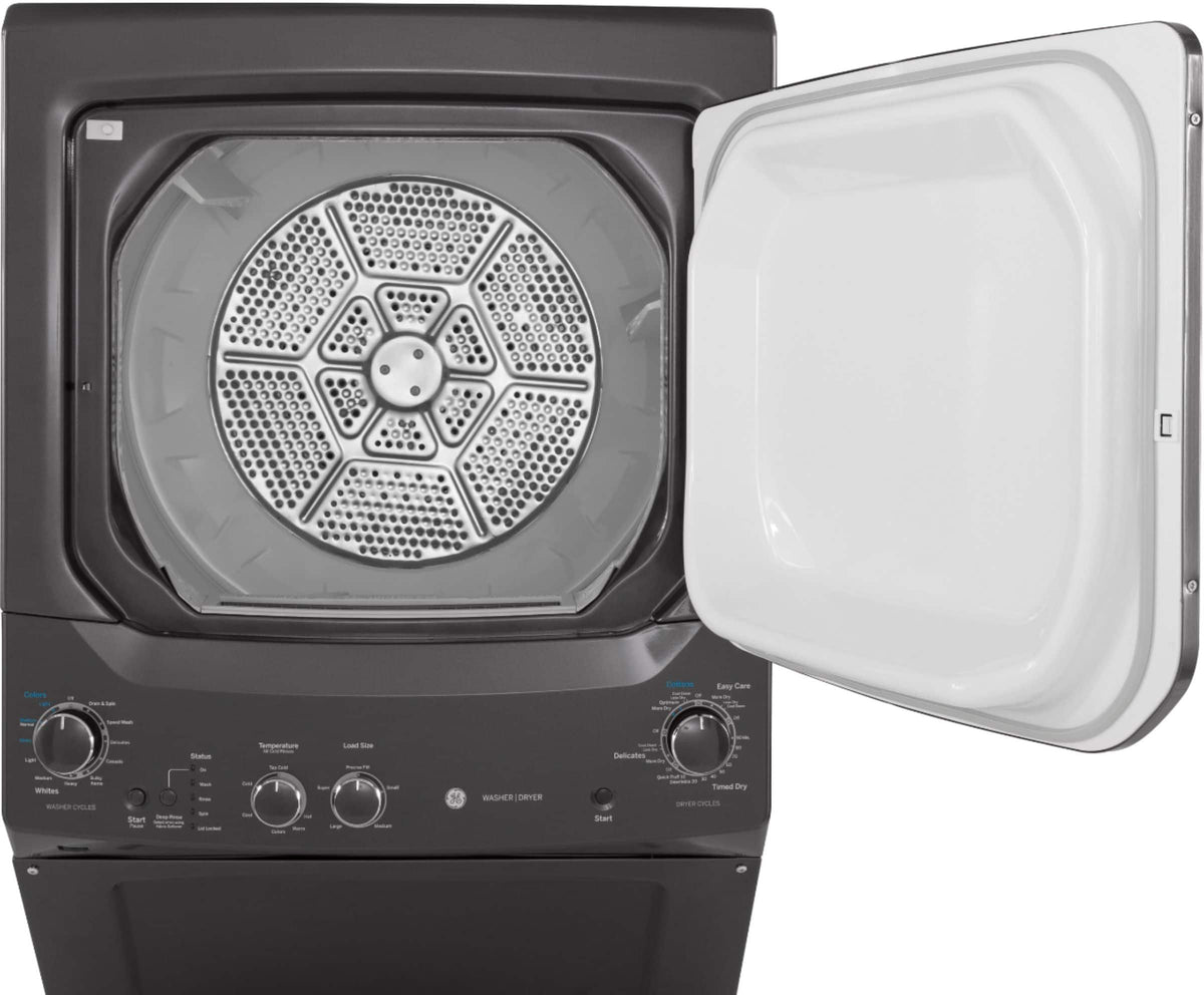GE - 3.8 Cu. Ft. Top Load Washer and 5.9 Cu. Ft. Gas Dryer Laundry Center - Diamond Gray
