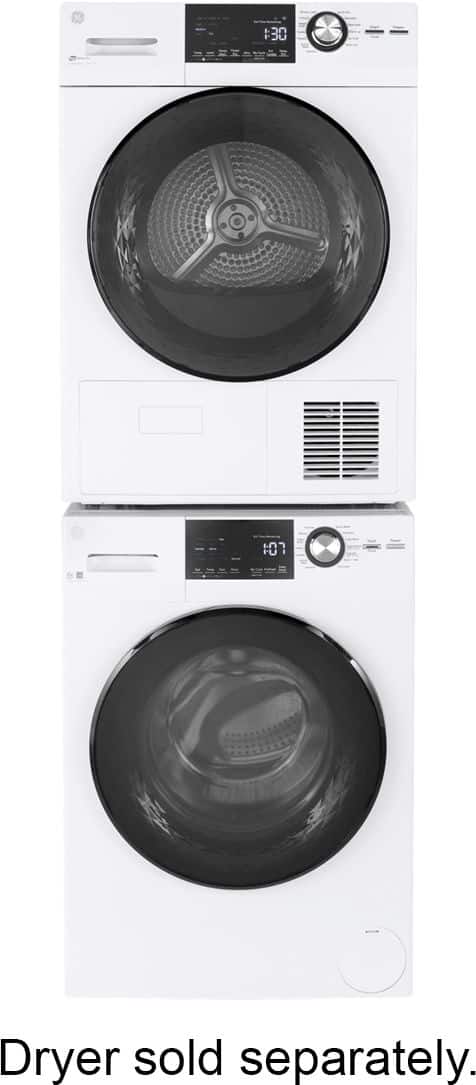 GE - 2.4 Cu. Ft. High Efficiency Stackable Front Load Washer with Steam and Sanitize - White
