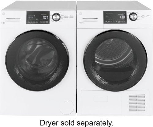GE - 2.4 Cu. Ft. High Efficiency Stackable Front Load Washer with Steam and Sanitize - White