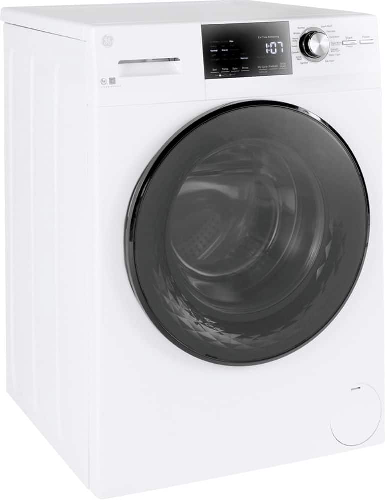 GE - 2.4 Cu. Ft. High Efficiency Stackable Front Load Washer with Steam and Sanitize - White