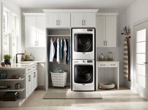 Maytag - 4.8 Cu. Ft. High Efficiency Stackable Front Load Washer with Steam and Fresh Hold - White