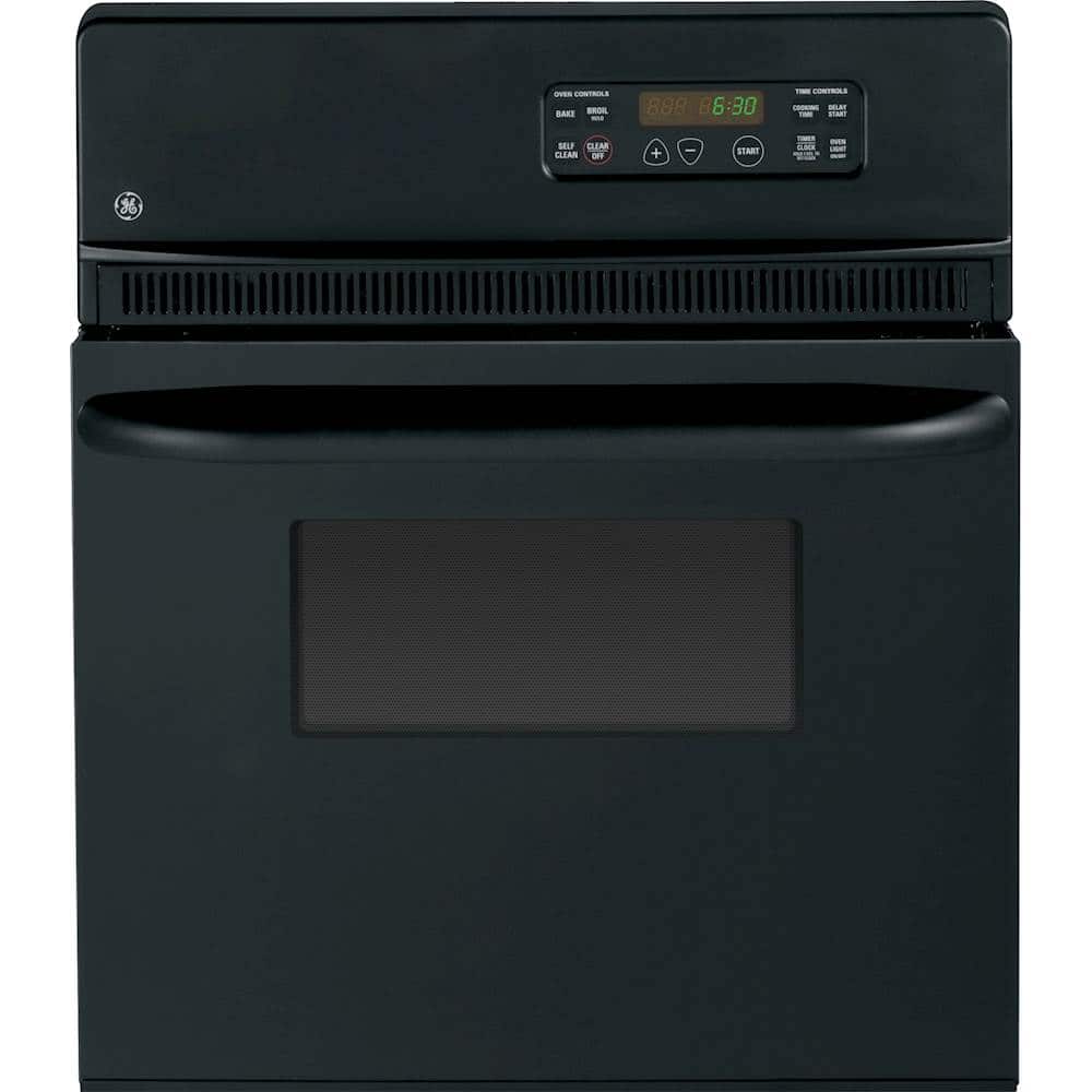 GE - 24" Built-In Single Electric Wall Oven with Self-Clean and Clear View Window - Black on Black