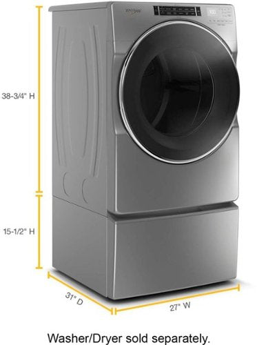 Whirlpool - Washer/Dryer Laundry Pedestal with Storage Drawer - Chrome Shadow