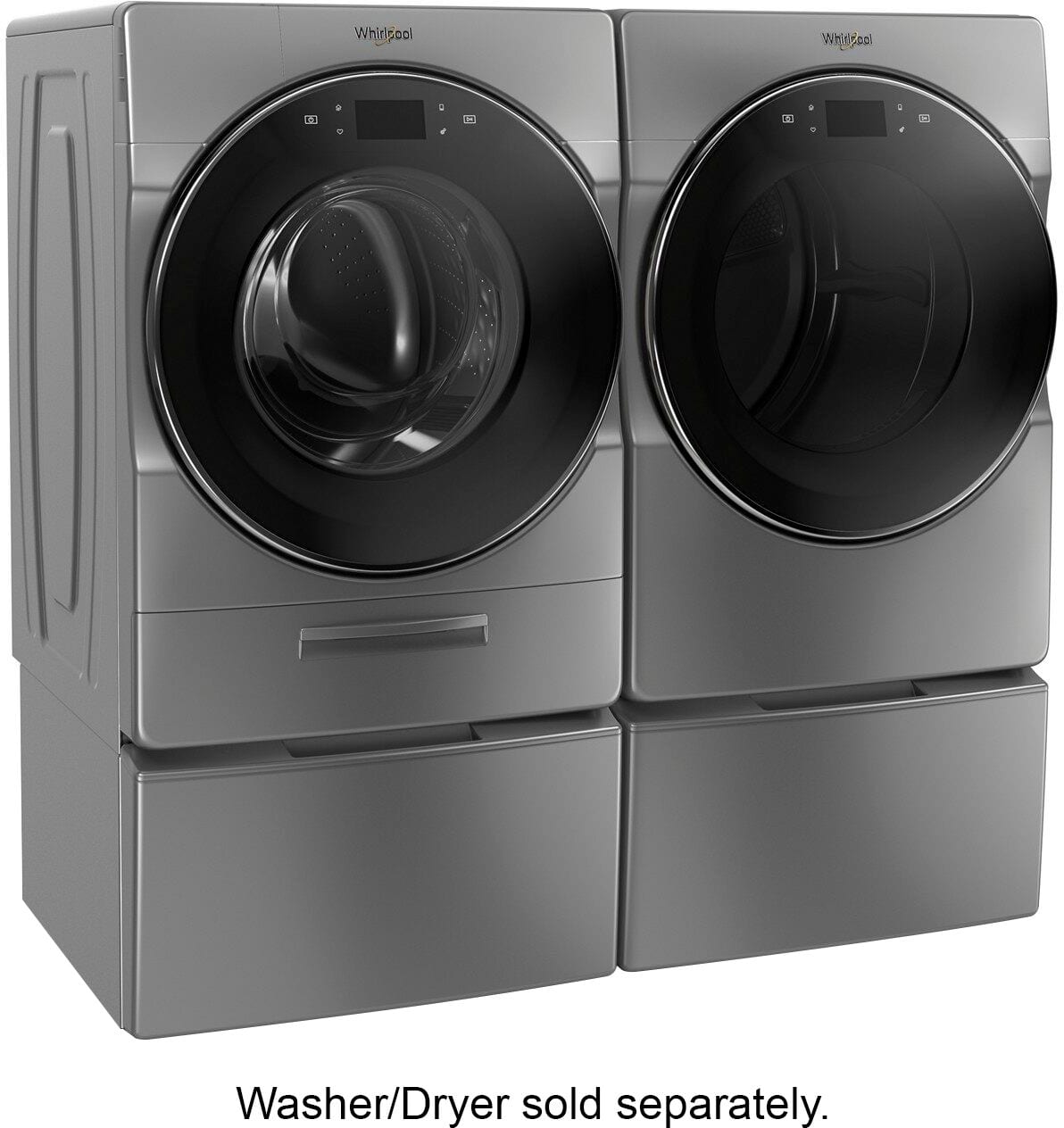 Whirlpool - Washer/Dryer Laundry Pedestal with Storage Drawer - Chrome Shadow