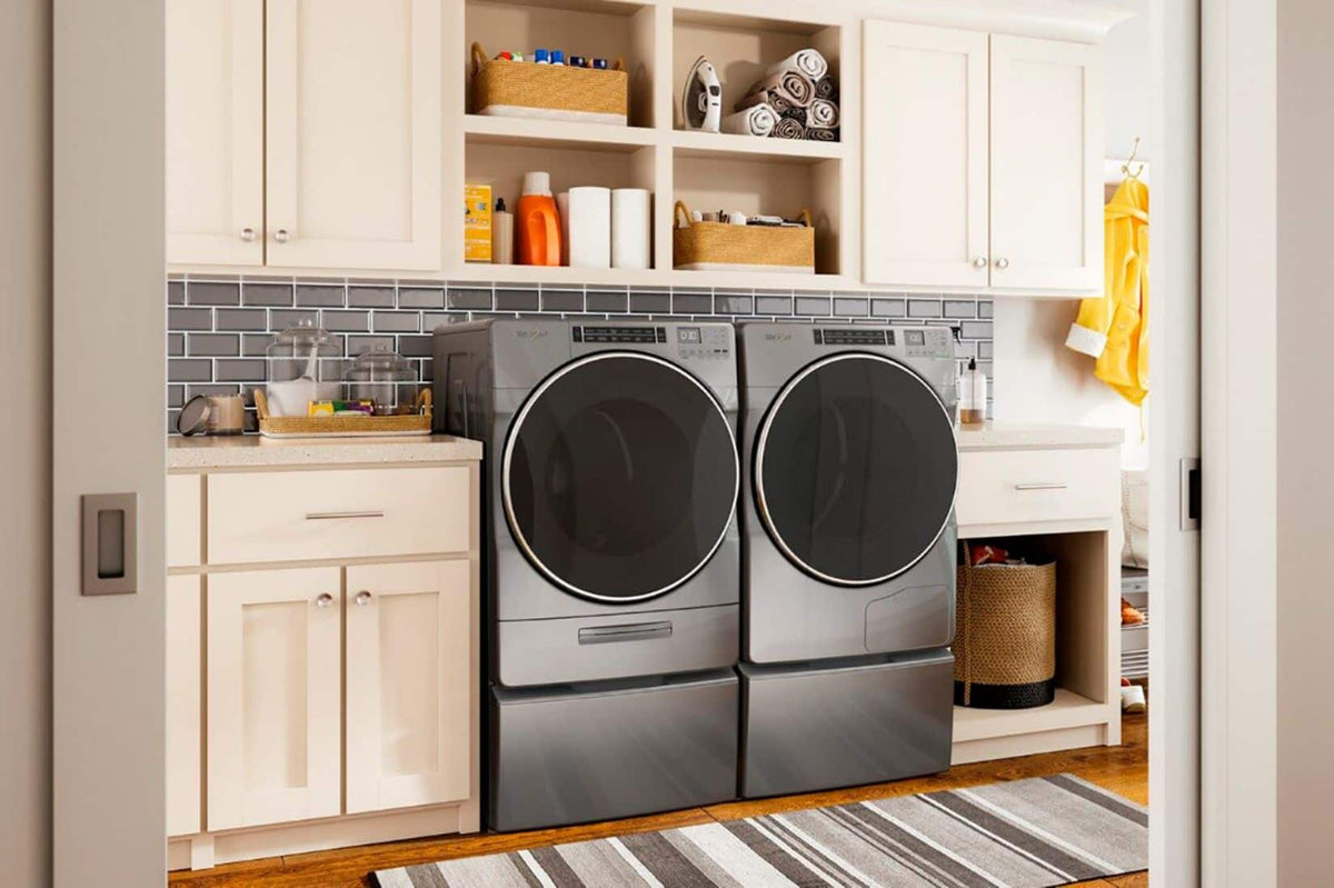 Whirlpool - Washer/Dryer Laundry Pedestal with Storage Drawer - Chrome Shadow