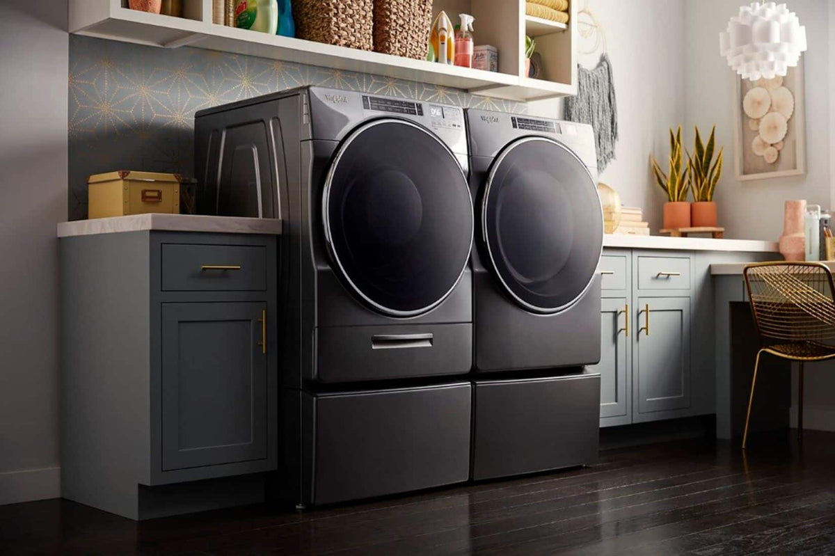 Whirlpool - Washer/Dryer Laundry Pedestal with Storage Drawer - Chrome Shadow