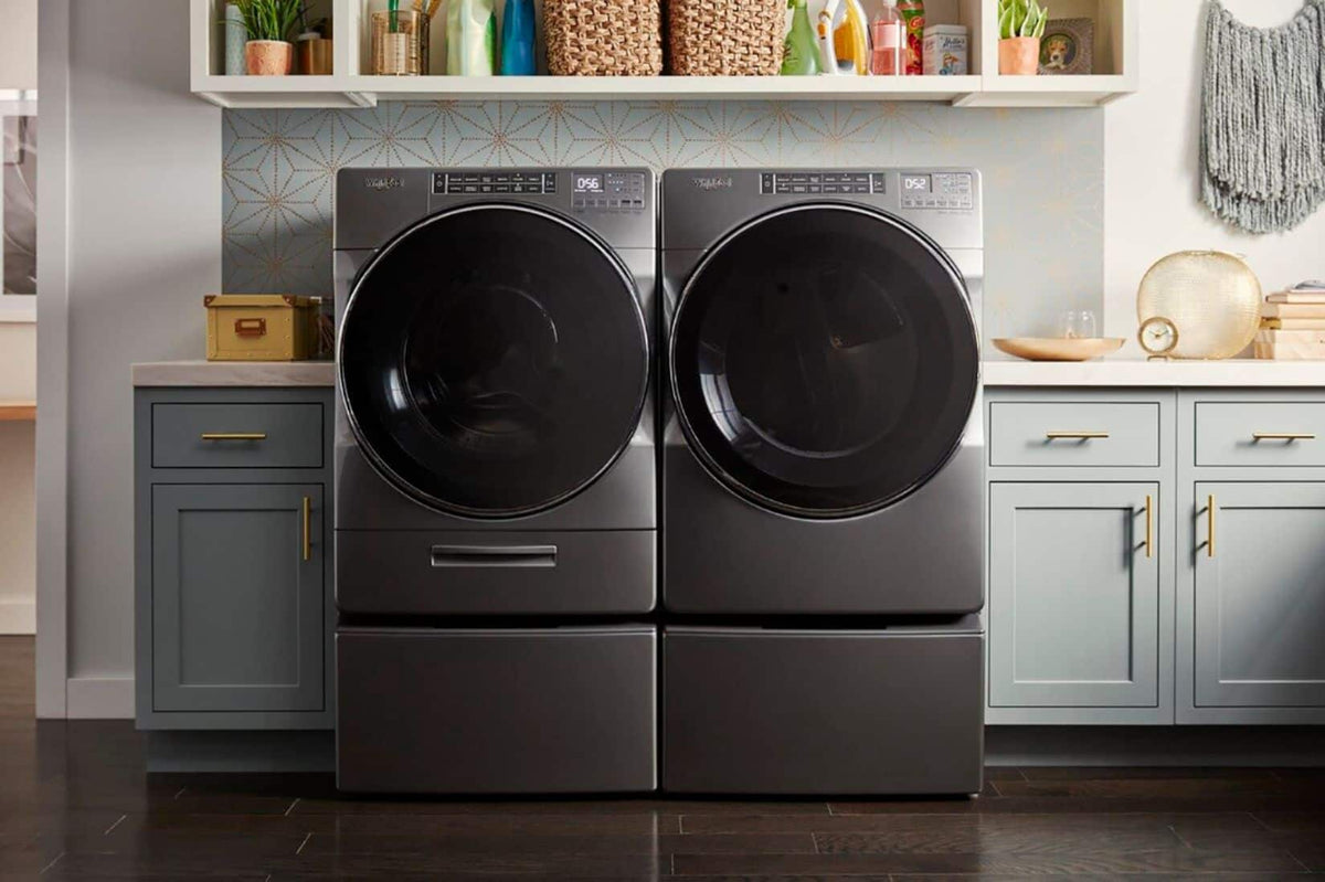 Whirlpool - Washer/Dryer Laundry Pedestal with Storage Drawer - Chrome Shadow