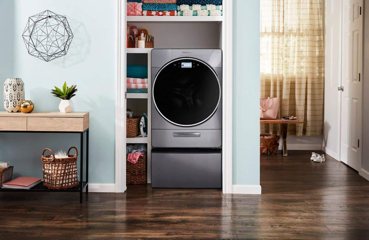 Whirlpool - Washer/Dryer Laundry Pedestal with Storage Drawer - Chrome Shadow