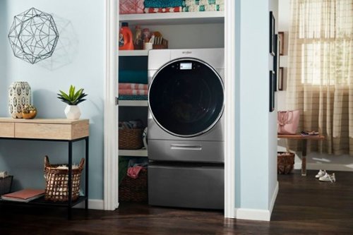 Whirlpool - Washer/Dryer Laundry Pedestal with Storage Drawer - Chrome Shadow
