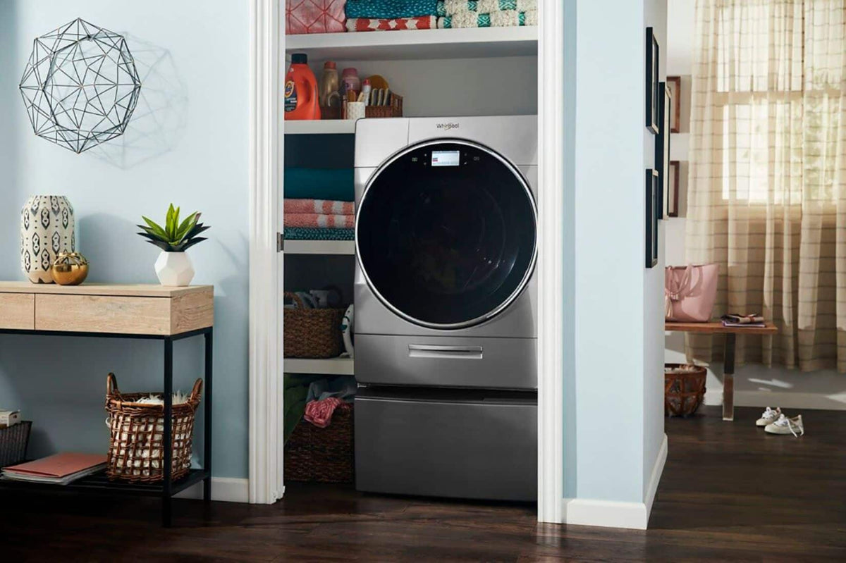 Whirlpool - Washer/Dryer Laundry Pedestal with Storage Drawer - Chrome Shadow