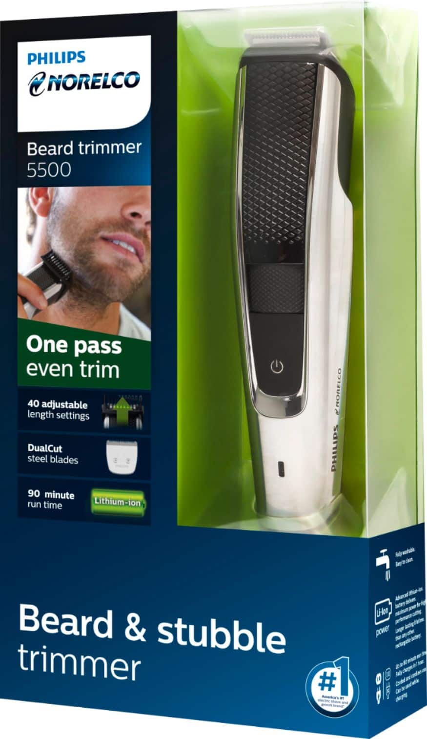 Philips Norelco - Beard and Hair Trimmer Series 5500, BT5511/49 - Black/Silver