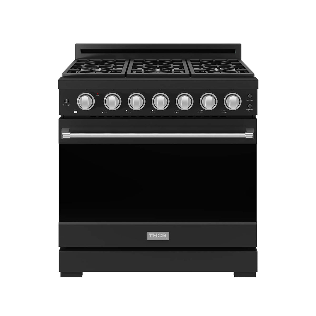 36 in. Wide 6 Burner Gordon Ramsay Series by Thor Kitchen 6.0 Cu.Ft Freestanding Gas Range with Stainless Steel Hardware - Black