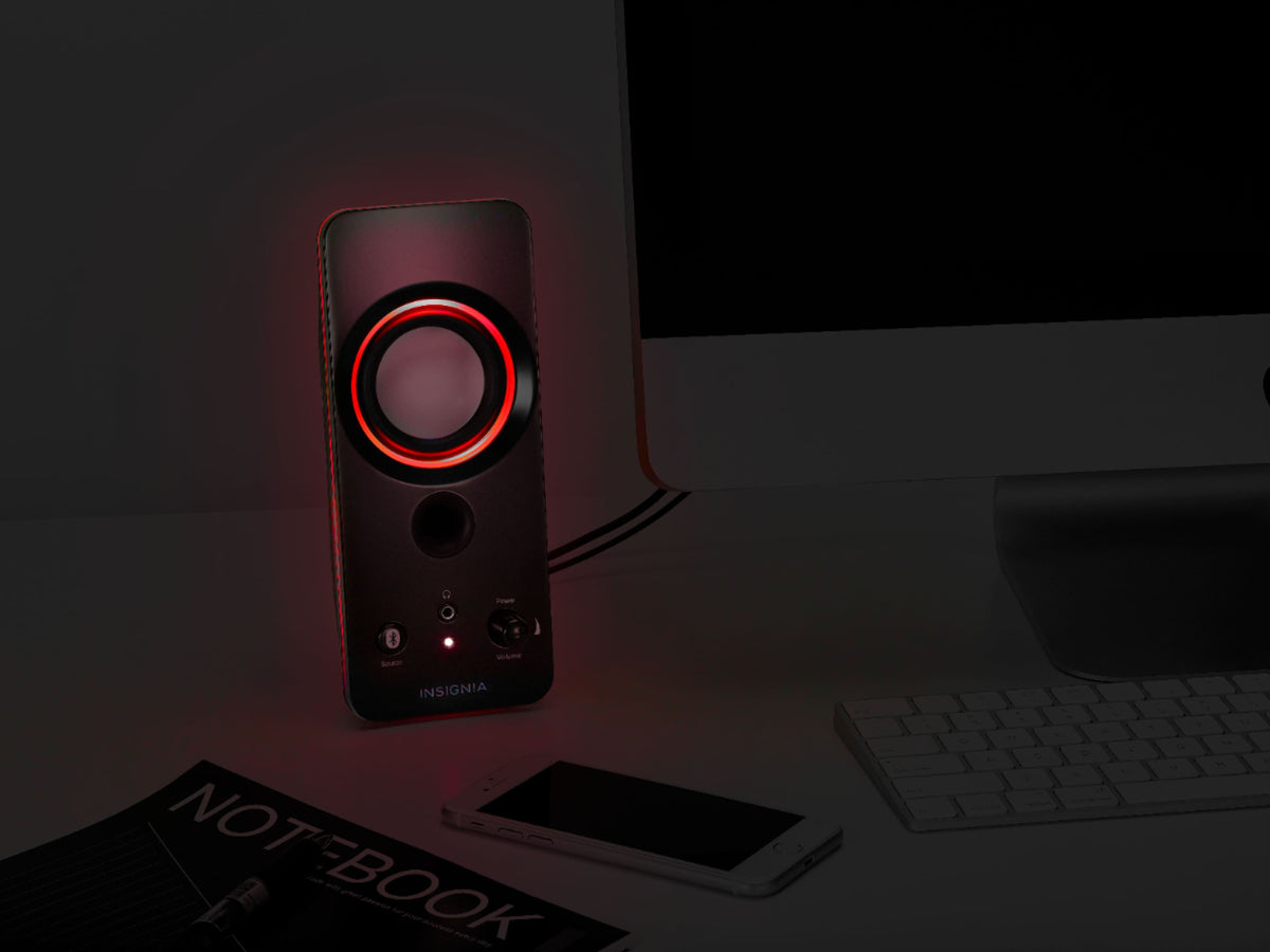 Insignia™ - 2.0 Bluetooth Lighted Speaker System (2pc) - Black