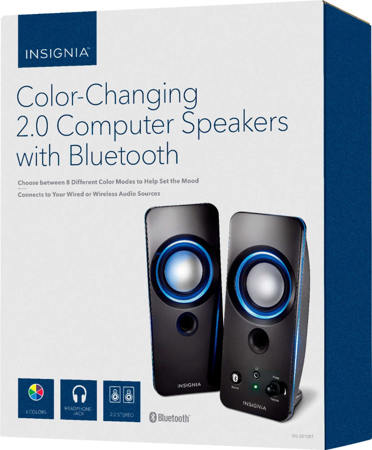 Insignia™ - 2.0 Bluetooth Lighted Speaker System (2pc) - Black