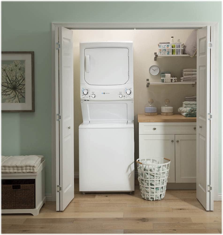 GE - 3.9 Cu. Ft. Top Load Washer and 5.9 Cu.Ft Electric Dryer Laundry Center with ENERGY STAR - White