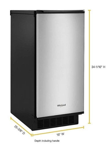 Whirlpool - 15" 50-Lb. Freestanding Icemaker - Stainless Steel