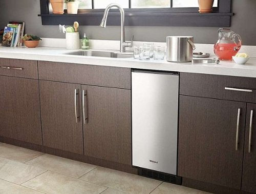 Whirlpool - 15" 50-Lb. Freestanding Icemaker - Stainless Steel