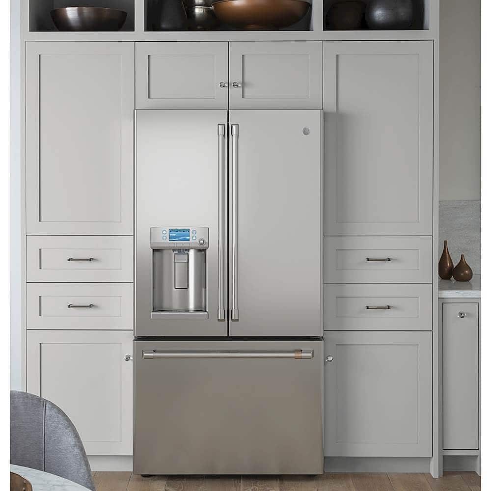 Café - 36 in. Wide 22.2 Cu. Ft. French Door Counter-Depth Smart Refrigerator with Hot Water Dispenser, Customizable - Stainless Steel