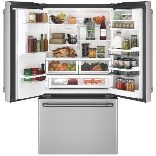Café - 36 in. Wide 22.2 Cu. Ft. French Door Counter-Depth Smart Refrigerator with Hot Water Dispenser, Customizable - Stainless Steel