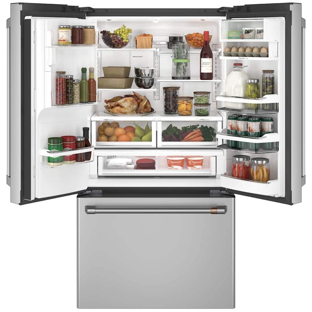 Café - 36 in. Wide 22.2 Cu. Ft. French Door Counter-Depth Smart Refrigerator with Hot Water Dispenser, Customizable - Stainless Steel