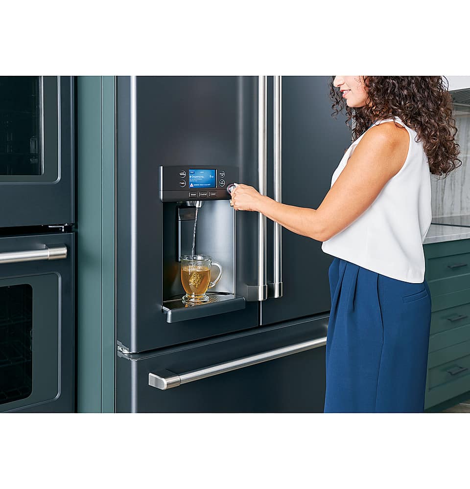 Café - 36 in. Wide 22.2 Cu. Ft. French Door Counter-Depth Smart Refrigerator with Hot Water Dispenser, Customizable - Stainless Steel